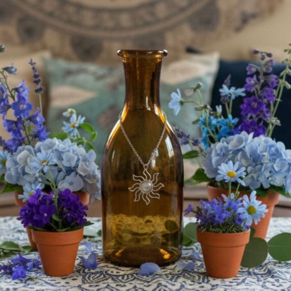 Amber Brown Glass Vase Decanter  8.5" tall Sun Trinket Milk Bottle Shape
